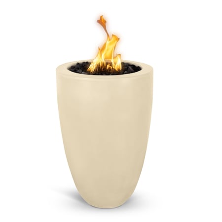 The Outdoor Plus 22 Round Castillo Fire Pillar, GFRC Concrete, Vanilla, Low Voltage Electronic Ignition, Liquid Propane OPT-CSTO22EKIT-VAN-LP